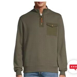 Frye and Co Shirt Mens 2XL Green 1/4 Zip Mock Neck Preppy Pullover Sweatshirt